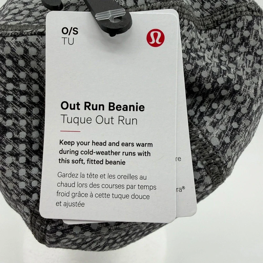 Lululemon Out Run Beanie Mens One Size Grey Reflective Dot LM9AQCS